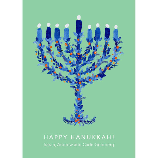 Hanukkah Menorah Flat Holiday Cards